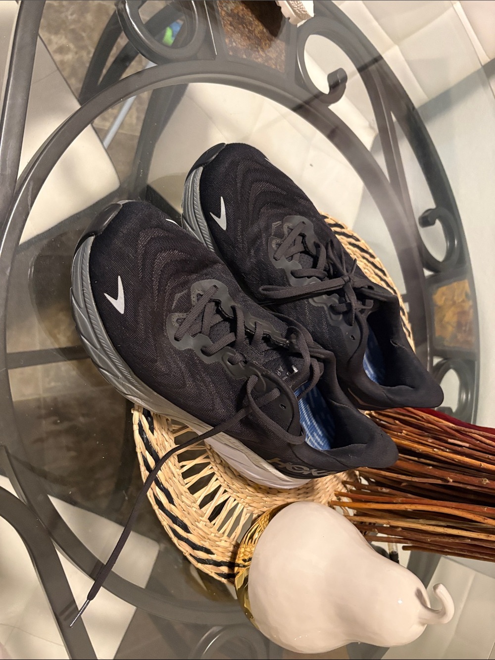 Hoka Black Athletic Running Shoes with Gray Midsole